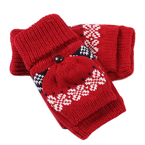 VOGUE CODE Winter Cute Animal Model Fashion Gloves Fingerless Gloves for Women (red)