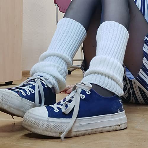 Image of Women Y2k Leg Warmers Ribbed Knitted Harajuku Kawaii Leg Warmers Streetwear