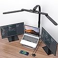 SUPERDANNY LED Desk Lamp for Home Office with USB Charging Port?Gooseneck Architect Clamp-on Desk Lamp with 5 Colors Smooth Dimming Touch and Hand-Wave Control for Reading?Crafting?Gaming