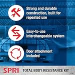 SPRI Kit de bande de résistance - Tubes interchangeables de formation de résistance pour le tonage complet du corps - Comprend 5 Bandes d'exercice, Poignées rembourrées, Ancrage de porte, Guide d'entraînement, Sac de transport
