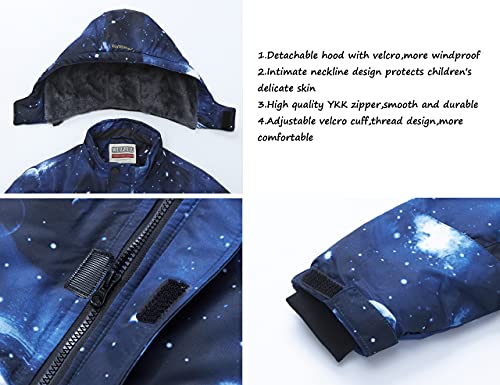 Image of WULFUL Boy's Waterproof Ski Jacket Warm Fleece Hooded Winter Snow Coat