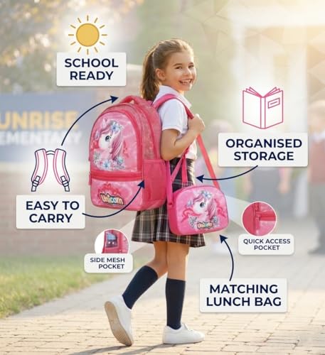 Image of Stylbase Waterproof School Bag with lunch bag combo for Boys and Girls Kids Bag with tiffin cover - Backpack Bag for Travelling for 5-7 Years 15 Inches