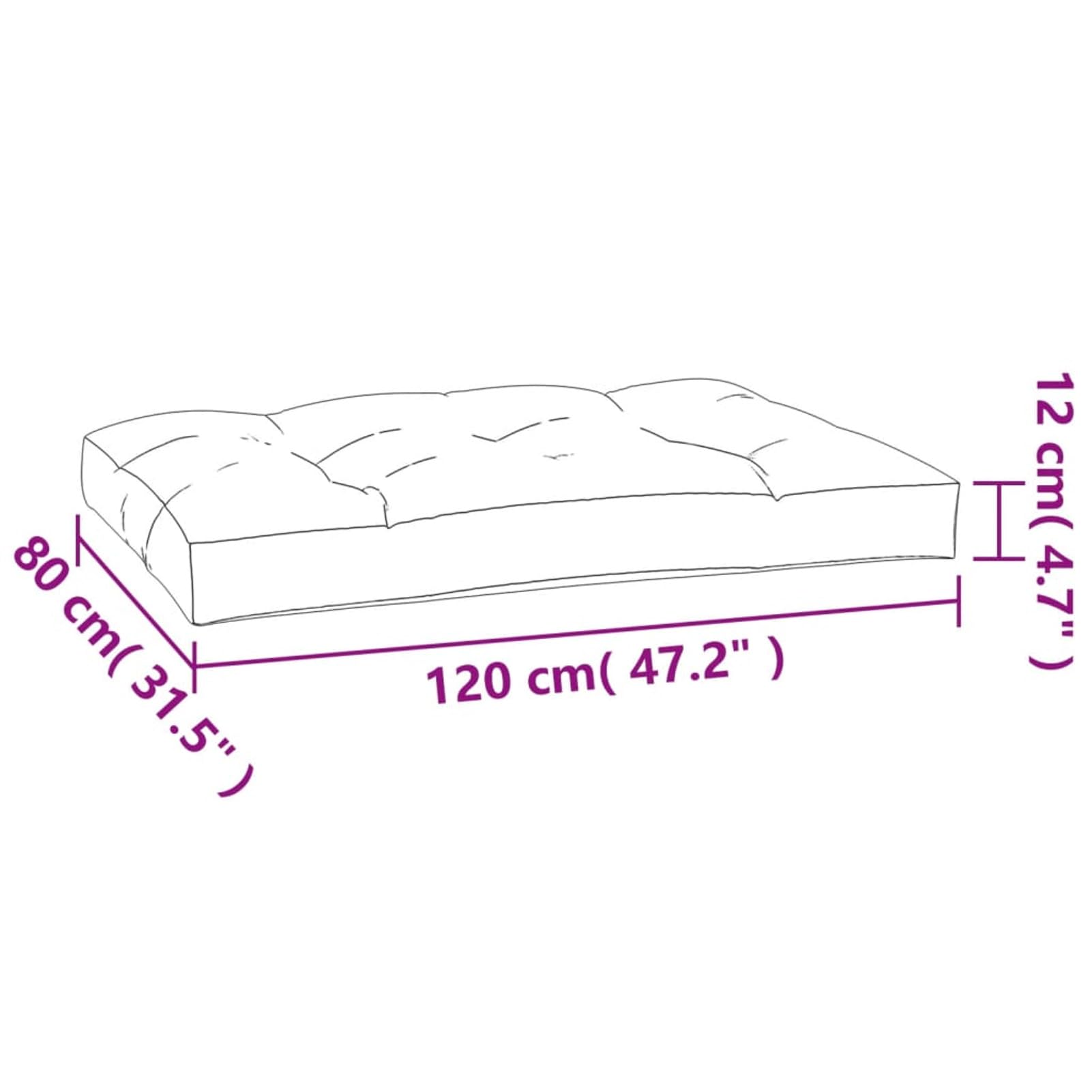 LAPOOH Poduszka na palety z nadrukiem liści 120x80x12 cm, poduszka podłogowa, palety tarasowe, poduszki paletowe, poduszki zewnętrzne - 360532
