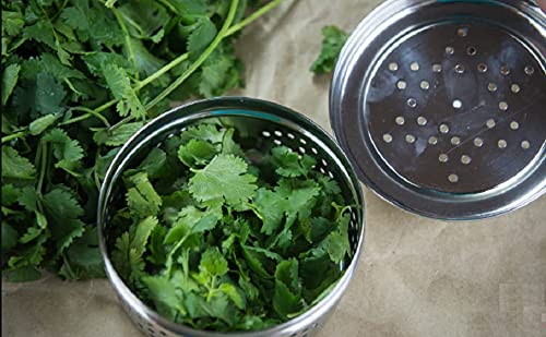 Image of Stainless Steel Green Coriander Storage Box Curry Leaves Box Set, Sprouts with air Ventilation Food containers Silver Dabba Flat Box Steel Dabba (large)