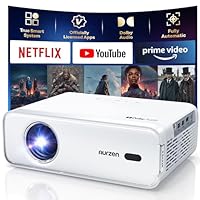[NetfIix Officially & DoIby Audio] Aurzen Eazze D1 4K Supported Smart Projector with Auto Focus & Auto Keystone, 50% Zoom, HDR 10, 60Hz Portable Projector for iOS/Android/USB/TV Stick,White