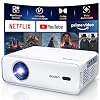 Aurzen EAZZE D1 Smart Projector with WiFi and Bluetooth, Officially-Licensed APP, Auto Focus/Keystone, DoIby Audio 16W Speakers, Native 1080P, HDR10, 4K Support, Portable Mini Outdoor Movie Projector