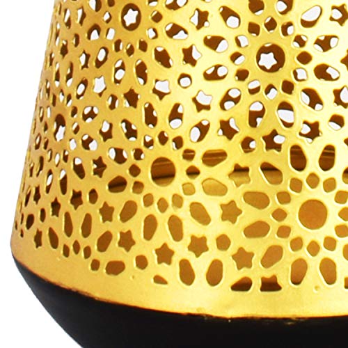 Orientalische goldene Laterne Windlicht Ceuta 12cm groß | Marokkanische Gold Gartenlaterne für draußen Innen als… – Bild 5