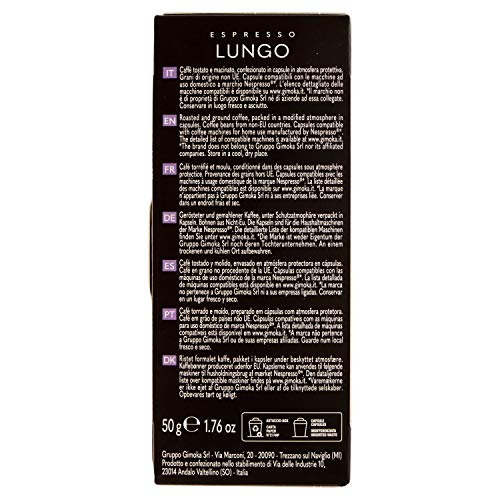 Gimoka Cápsulas de Café Lungo, Compatível com Nespresso, Contém 10 Cápsulas