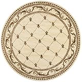 HomeRoots 8' Ivory Machine Woven Hand Carved Fleur De Lis Round Indoor Area Rug