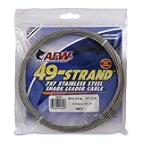American Fishing Wire 49 Strand, 7x7 Stainless Steel Shark Leader Cable, 600 lb / 273 kg Test, 072 in / 1.83 mm Dia, Bright, 30 ft / 9.2 m