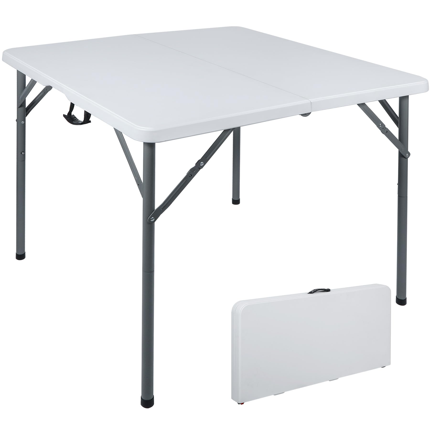REDCAMP 34" Square Folding Card Table with Resin Top, Portable Fold in Half Small Card Tables with Collapsible Legs for Adults Indoor Outdoor Use, White