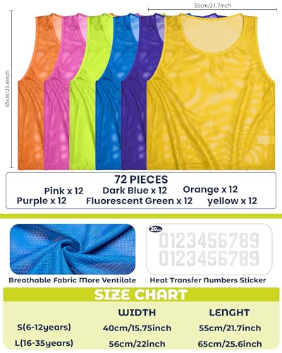 Image of Boyiee Pinnies Scrimmage Vests, Youth Pinnies Nylon Mesh Team Practice Jersey for Sports Basketball Soccer Football