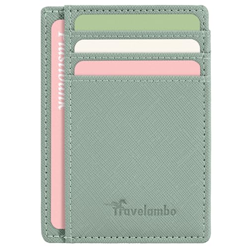 Image of Travelambo Slim Wallet Front Pocket Minimalist Leather RFID Blocking Medium Size