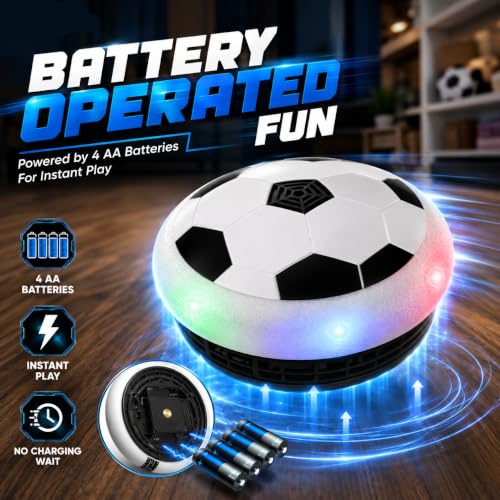 Image of Lifelong Cuppy Non-Rechargeable Hover Ball | Floating Hover Football Toy with 3 Speed Modes & LED Light | 4 AA Battery, Durable Build, Indoor Soccer | Gift for Boys & Girls (LLCHSB02)