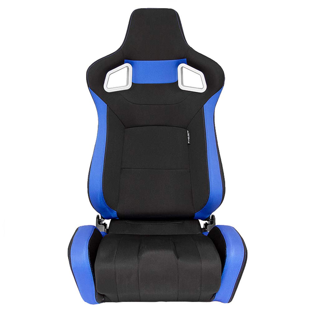 Sedile Sportivo 'RS6-II' - Tessuto Nero/Blu - reclinabile doppia regolazione - incl. Slitte