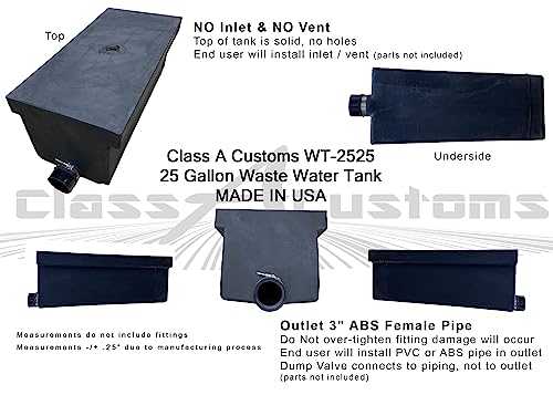 Classacustoms WT-2525 3 Inch Black Water Rv Waste Holding Tank 25 Gallon Concession And Camper Waste Black Gray Tank thumb #8