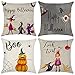 Neusky Lot de 4 housses de coussin décoratives - Motif Halloween - 45 x 45 cm - Pour canapé, bureau - Décoration - En coton et lin (Happy Halloween)