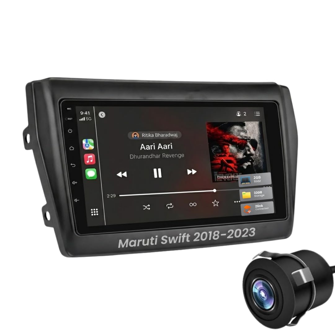 Modorwy Wireless CarPlay & Android Auto 9inch 1280P Car Android Display with Gorilla Glass | Android 13 | TS-9 Processor | 2GB RAM & 32GB ROM-AHD Camera with Frame Compatible with Maruti Swift 2018+-image-36