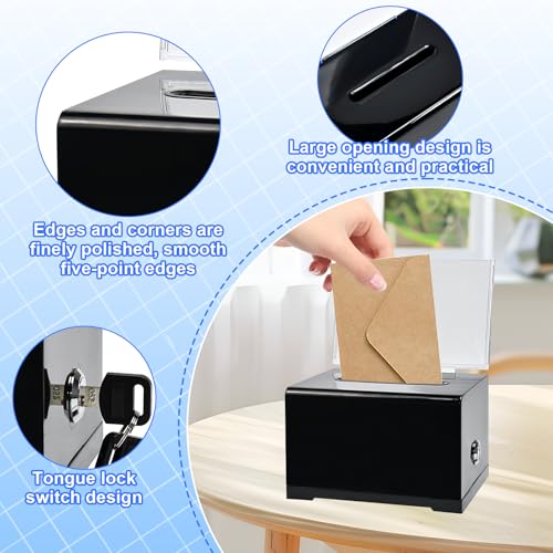 Huucozn Spendenbox Acryl Spendendose Trinkgeldkasse Geldkassette Abschließbar Klein Wahlurne Klein Wahlurnenbox Geldkassette mit Schlitz Sichere Vorschlagsbox für Spendenvorschläge 16 * 11.5 * 10cm