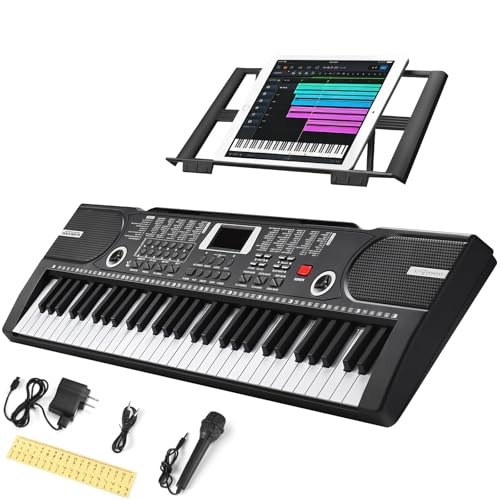 Image of 61 Key Keyboard Piano, Portable Electronic Keyboard Piano for Beginners with Speakers, Microphone, Sheet Music Stand, 100 Voices, 100 Rhythms, Digital Music Keyboard for Teen