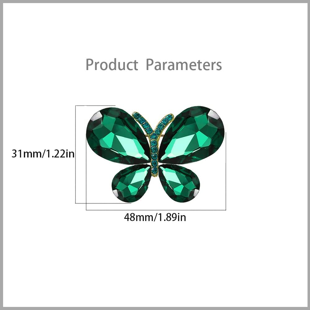 Minimalist Rhinestone Butterfly Brooch Pin for Women Girls Vintage Teardrop Wing Cartoon Animal Lapel Pins Cute Dress Accessories Birthday Christmas Wedding Jewelry - Image 6