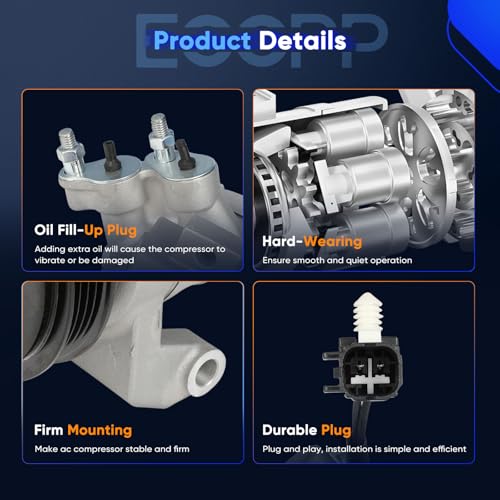 Image of ECCPP AC Compressor with Clutch 2015-2017 Fit for Ford Expedition 3.5L Air Conditioning Compressor