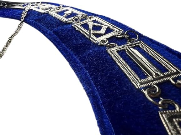 Masonic Regalia Blue Lodge Chain Collar Silver Plated Blue Backing