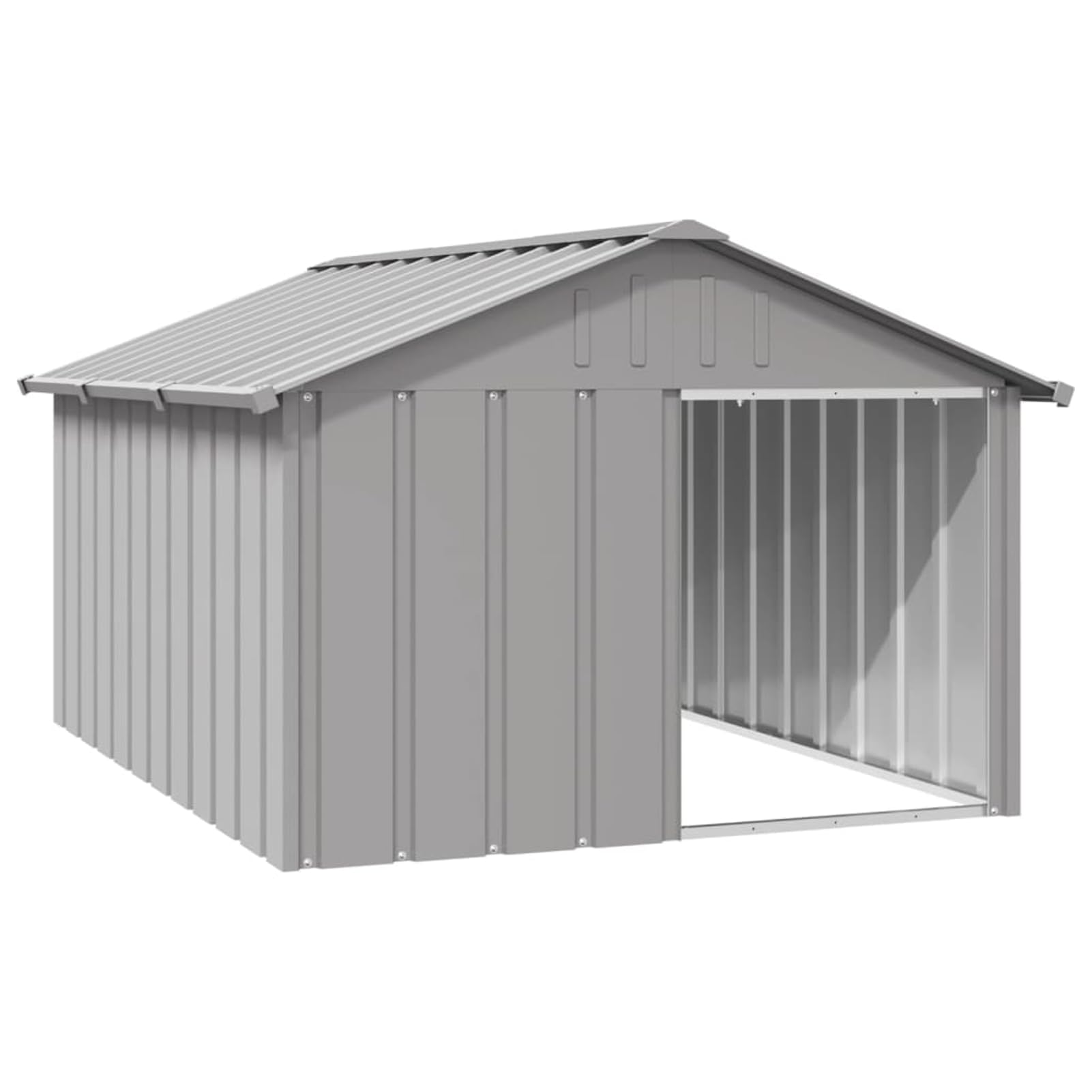Gecheer Durable Galvanised Steel Dog House - Anthracite, 116.5 x 153 x 81.5 cm, Outdoor Shelter for Rain & Snow Model171543