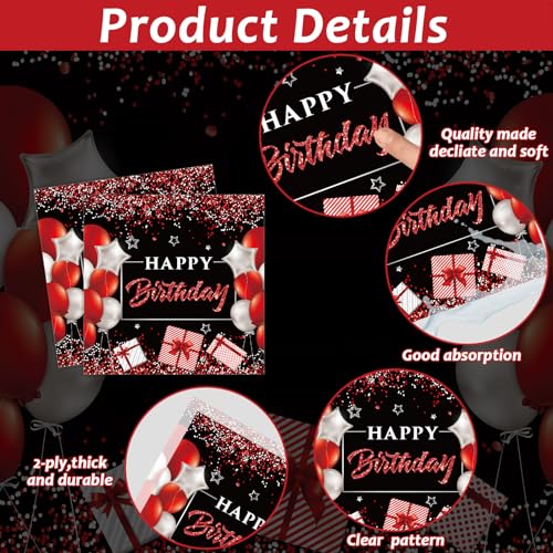 Image of gisgfim 96 Pcs 50th Birthday Plates and Napkins Party Supplies 50 Years Old Birthday Party Tableware Set Red Black Dinner Dessert Plates 50th Birthday Decorations Favors for Man Women for 24 Guests