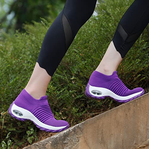 Image of HKR Women Walking Shoes Cushioned Slip On Sneakers