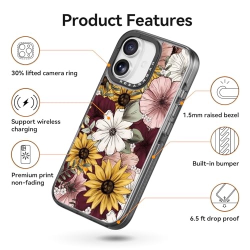 Coque iPhone 6,1 pouces antichoc Rosarnnah noire durable - 6