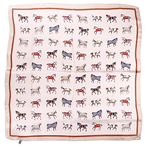 Vctitil Square Scarf 1PC Retro Elegant Horse Print Silk Neck Scarf Women Square Hair Scarves Head Band Shawls Wraps Neckerchief Beach Sunscreen Headscarf (beige)