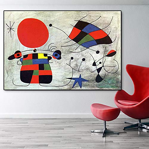 Dittelle Cuadros en Lienzo Arte de la Pared Impresiones de Alta Definición Decoración del Hogar Pinturas Españolas de Joan Miro Póster Nórdico Modular para Habitación de Niños 70x100 cm Sin Marco