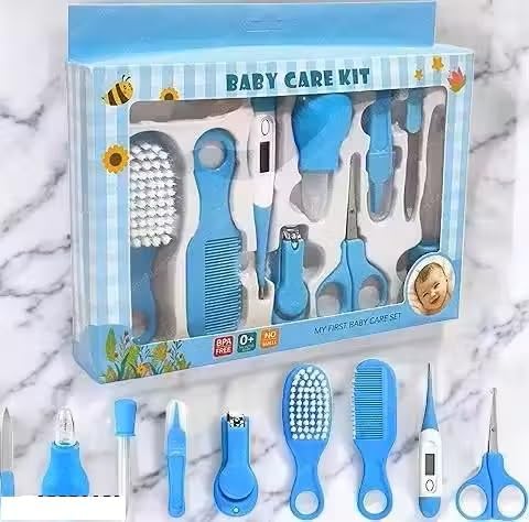Baby Healthcare and Grooming Kit Ear Pick with Light Comb Nail Clipper Nasal Aspirator Food Feeder Newborn Infant Shower Care Nursery 10 Pcs Set(Pink)-image-33