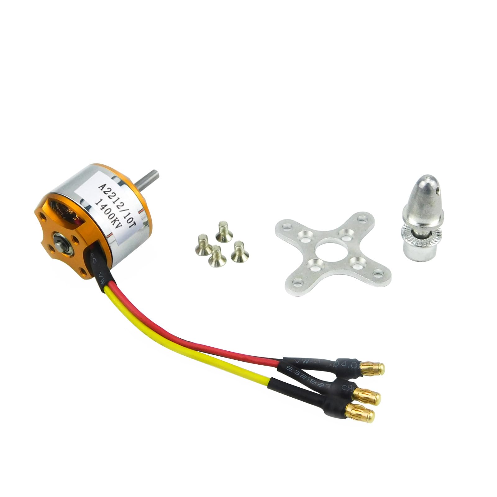PUSLAKO 1 Piece 2212 1400KV Brushless Outrunner Motor 13T with 3.5mm Male Banana Bullet for RC DIY Aircraft Multi-Copter Quadcopter Drone
