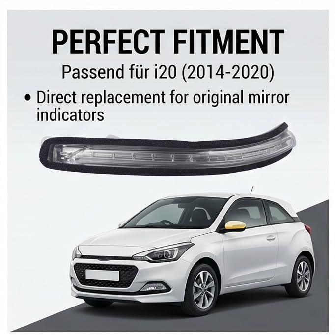 Pasuje do Hyundai i20 14-20 kierunkowskaz boczny, lusterko wsteczne