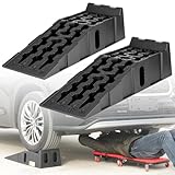 OULEME カースロープ タイヤスロープ 7t高耐荷重 整備用 積み重ね可能 ジャッキ補助 油圧ジャッキ 代替 SUV/ジープ/バン/トラック対応可能 軽量 2個 （905x305x215mm）