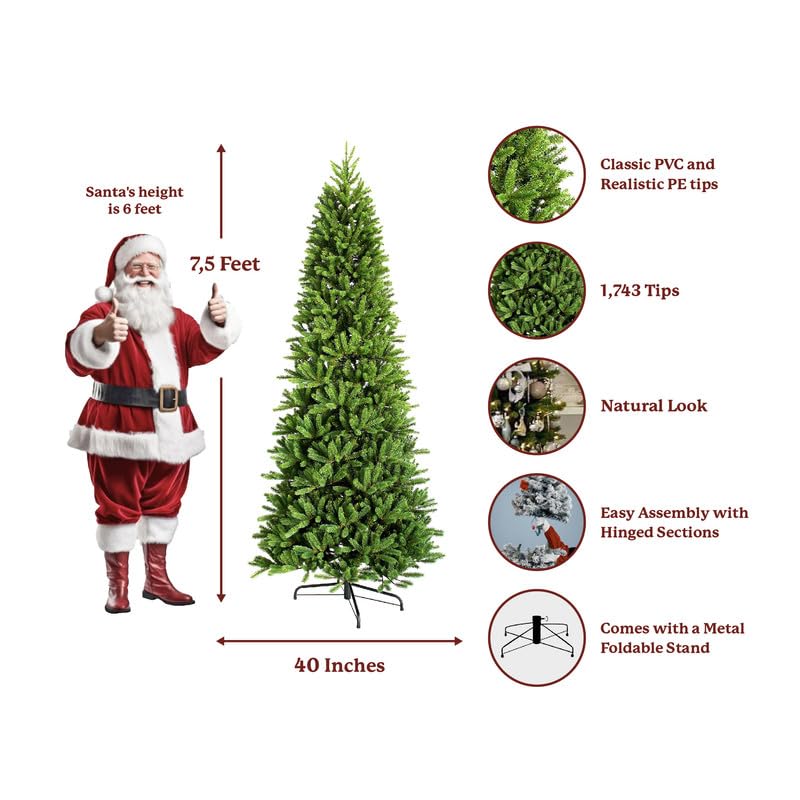 Slim King Fraser Fir 7.5ft Unlit Artificial Christmas Tree