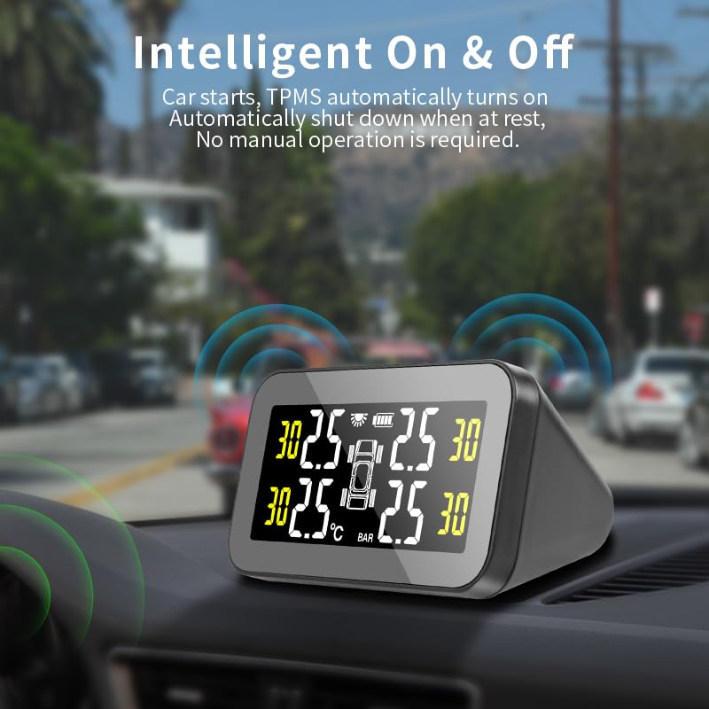 ReifendruckprüFer Solar Power Intelligente Drahtlose 4 Reifen Smart Auto Druck Monitor System Zubehör Werkzeug Reifendruckkontrollsystem(External sensors)