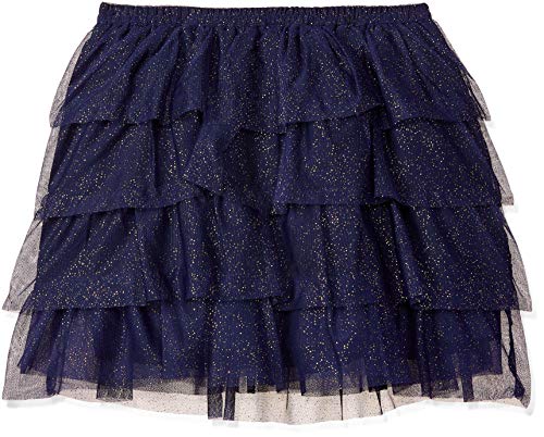 Image of Amazon Brand - Jam & Honey Girls Voluminous Skirt with a Glittery or Heart Print on The Top Layer and Elastic Waistband, Lined