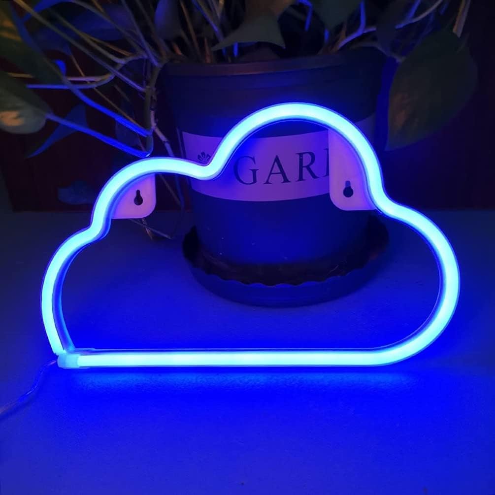 SKY-TOUCH Neon Light Cloud, LED Neon Wall Decor Light, Battery or USB Operated, Wall Decor for Bedroom, Aesthetic, Teen, Kids Room, Christmas, Birthday, Wedding, Party (Blue)