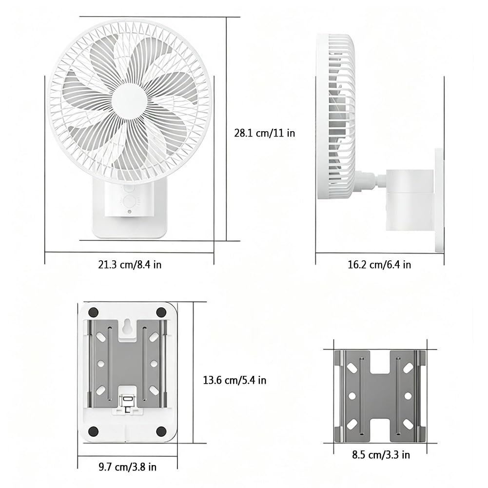 Ventilador de Pared de 28 cm con Mando a Distancia, 4 Velocidades