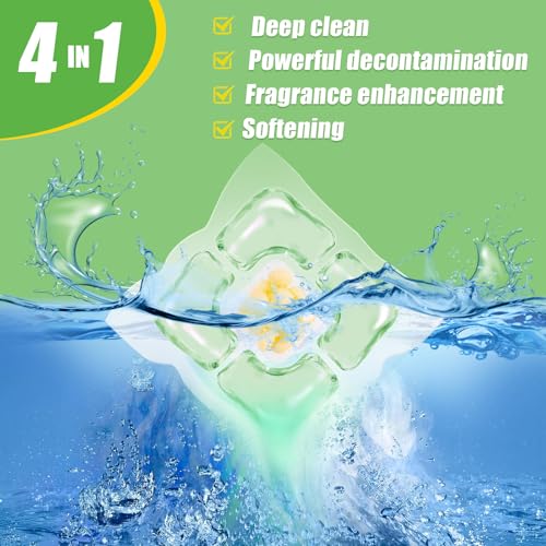 Image of 200 Count Laundry Detergent Pods Bulk 4 in 1 Laundry Detergent PACs with Camellia Wash Scent Booster Beads Stain Remover Odor Fighter Fragrance Enhancement Softening