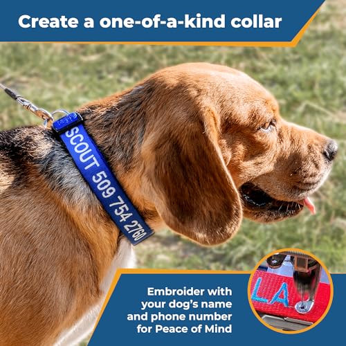 GoTags Personalized Dog Collar, Custom Embroidered with Pet Name and Number | Available in Blue, Black, Pink, Red and Orange, for Boy and Girl Dogs or Cats, Adjustable Sizes, Small, Medium, and Large - Image 4