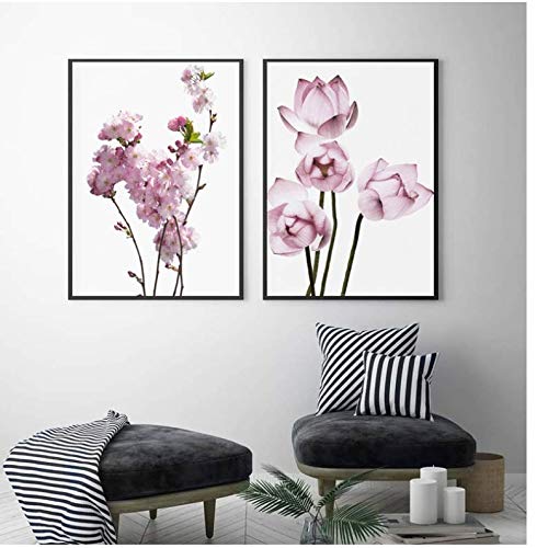 Toile fleur de poire et lotus rose pour créer un cocon zen dans votre chambre