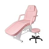 LUXMARS Facial Chair,73″ Tattoo Chair for Client,3-Section Adjustable Massage Table with Stool,Multipurpose Beauty Beds Salon Equipment for Esthetician,Tattooshop,Spa (Pink)