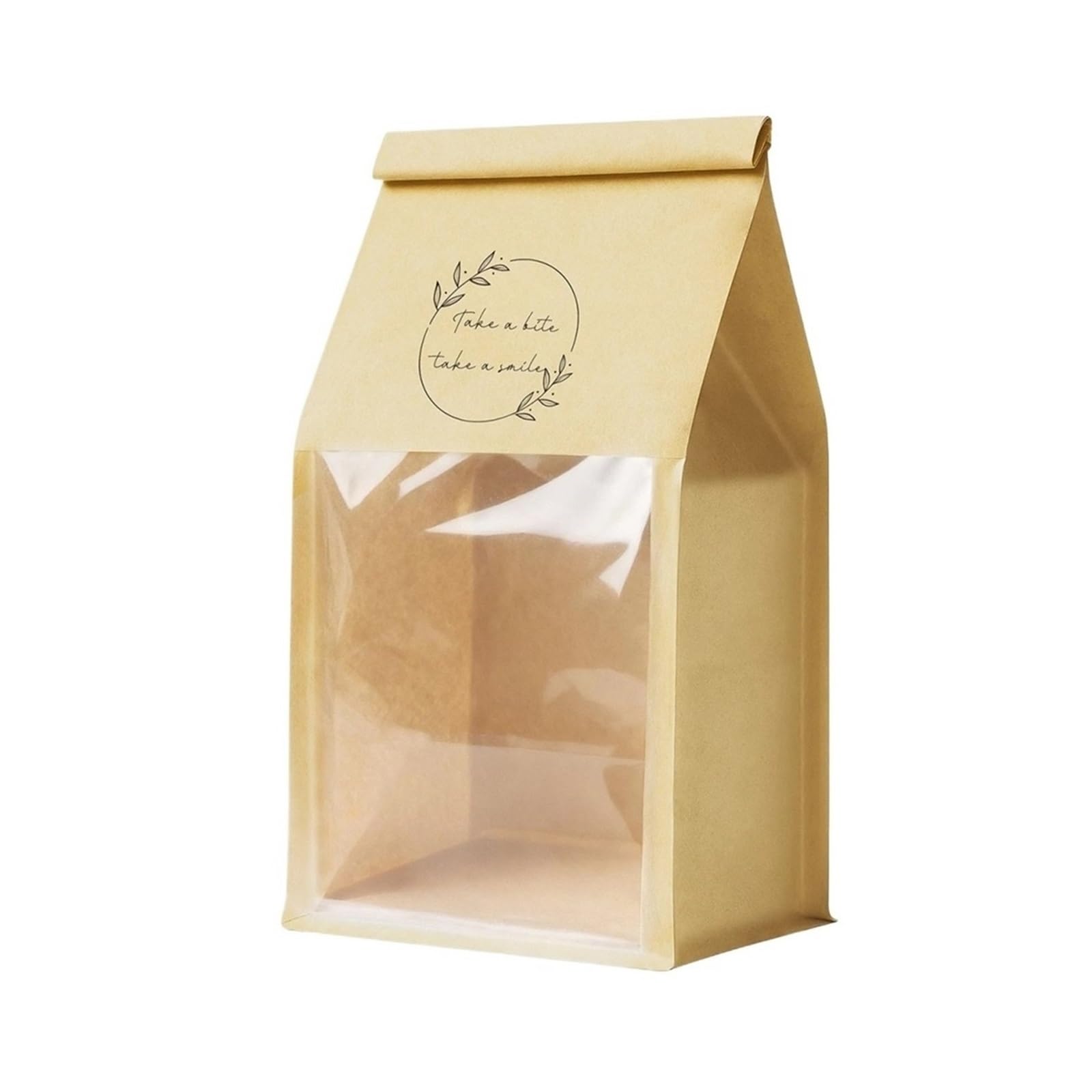 100pcs Kraft Cookie Packaging Bags Paper Small With Seal Bakery With Window for Bread