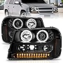 AmeriLite for 2002-2009 Chevy Trailblazer Dual Xtreme LED Halo Rings Black Projector Replacement Headlights - Passenger and Driver Side