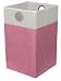 BirdRock Home Folding Cloth Laundry Hamper with Handles | Dirty Clothes Sorter | Easy Storage | Collapsible | Pink and White
