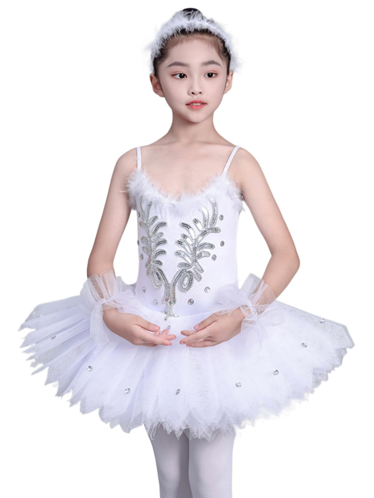 Abito Da Balletto Con Paillettes E Tutù Per Bambine – Maglia E Poliestere, Taglie 98-164 (3-14 Anni)